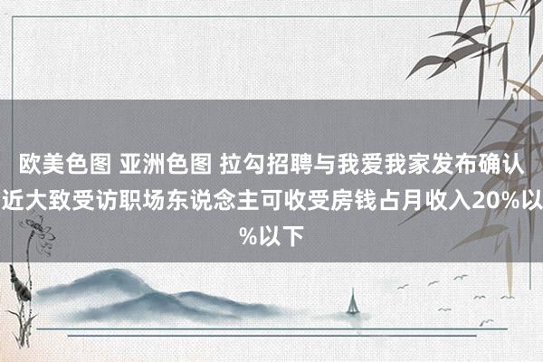 欧美色图 亚洲色图 拉勾招聘与我爱我家发布确认：近大致受访职场东说念主可收受房钱占月收入20%以下