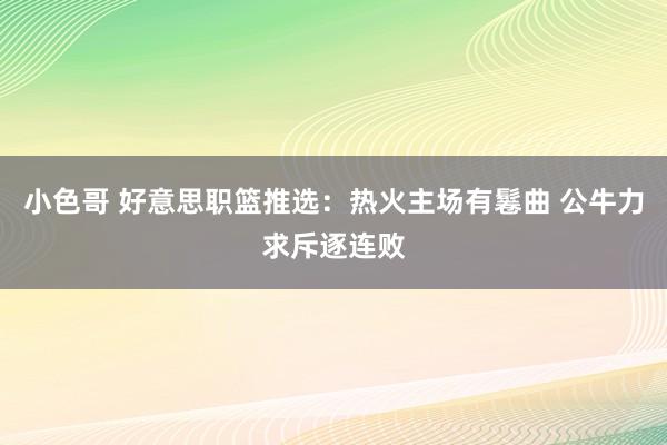 小色哥 好意思职篮推选：热火主场有鬈曲 公牛力求斥逐连败