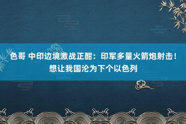 色哥 中印边境激战正酣：印军多量火箭炮射击！想让我国沦为下个以色列