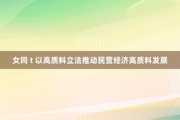 女同 t 以高质料立法推动民营经济高质料发展