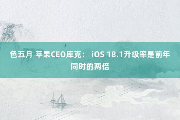 色五月 苹果CEO库克： iOS 18.1升级率是前年同时的两倍