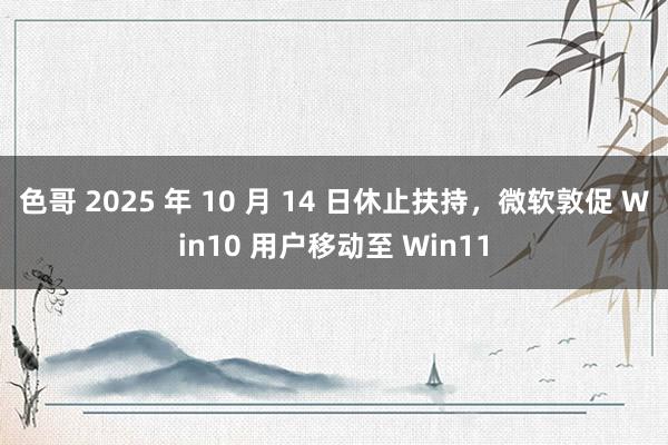 色哥 2025 年 10 月 14 日休止扶持，微软敦促 Win10 用户移动至 Win11