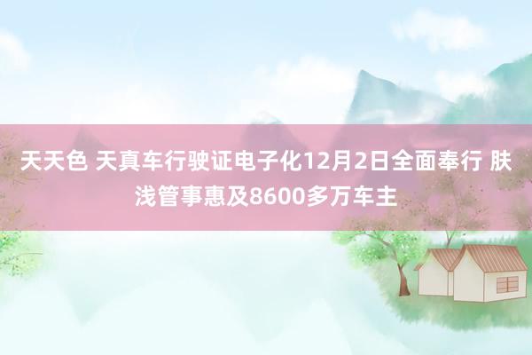 天天色 天真车行驶证电子化12月2日全面奉行 肤浅管事惠及8600多万车主