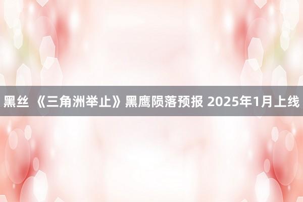 黑丝 《三角洲举止》黑鹰陨落预报 2025年1月上线