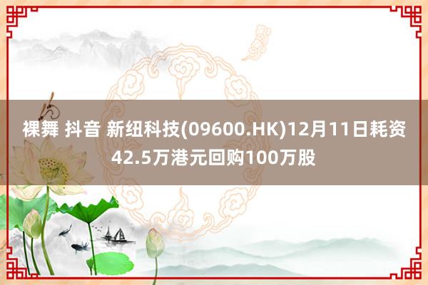 裸舞 抖音 新纽科技(09600.HK)12月11日耗资42.5万港元回购100万股