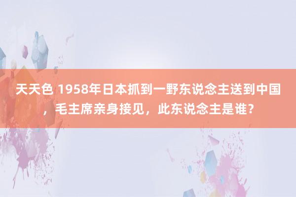 天天色 1958年日本抓到一野东说念主送到中国，毛主席亲身接见，此东说念主是谁？