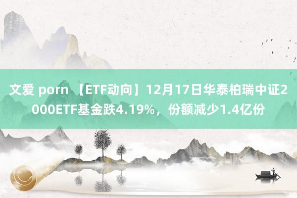 文爱 porn 【ETF动向】12月17日华泰柏瑞中证2000ETF基金跌4.19%，份额减少1.4亿份