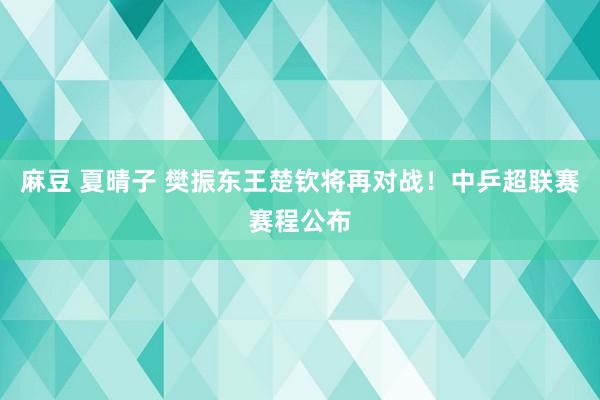 麻豆 夏晴子 樊振东王楚钦将再对战！中乒超联赛赛程公布