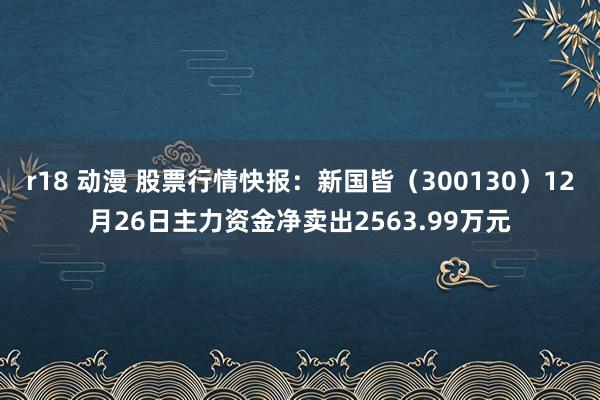 r18 动漫 股票行情快报：新国皆（300130）12月26日主力资金净卖出2563.99万元