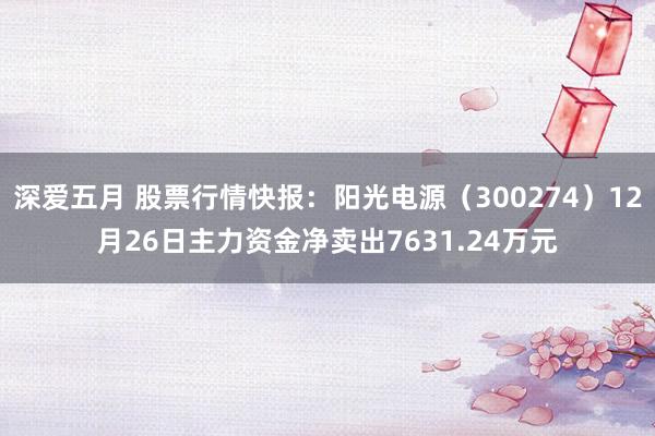 深爱五月 股票行情快报：阳光电源（300274）12月26日主力资金净卖出7631.24万元