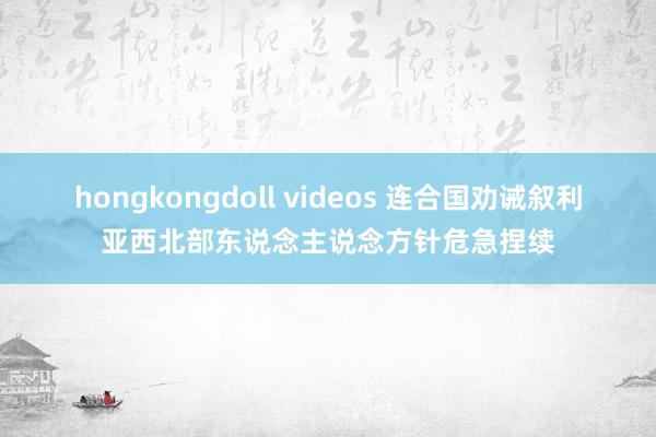 hongkongdoll videos 连合国劝诫叙利亚西北部东说念主说念方针危急捏续