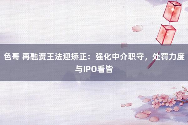 色哥 再融资王法迎矫正：强化中介职守，处罚力度与IPO看皆