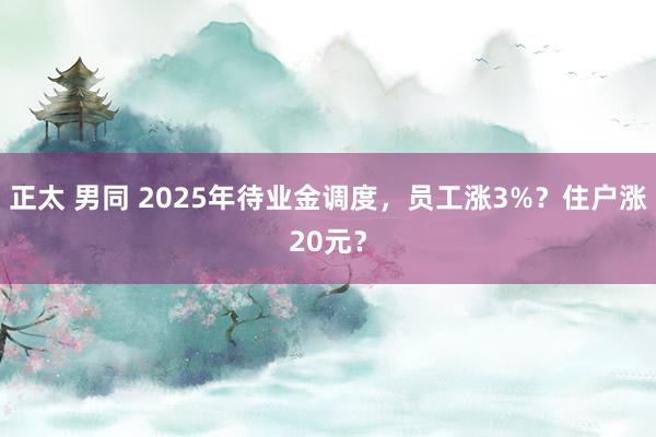 正太 男同 2025年待业金调度，员工涨3%？住户涨20元？