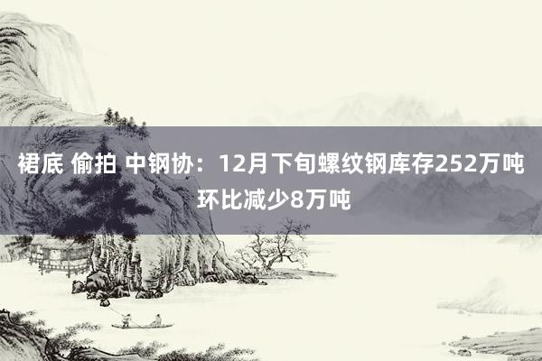 裙底 偷拍 中钢协：12月下旬螺纹钢库存252万吨 环比减少8万吨