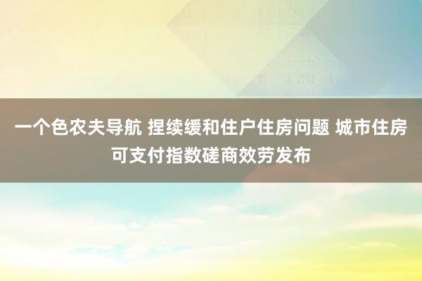 一个色农夫导航 捏续缓和住户住房问题 城市住房可支付指数磋商效劳发布