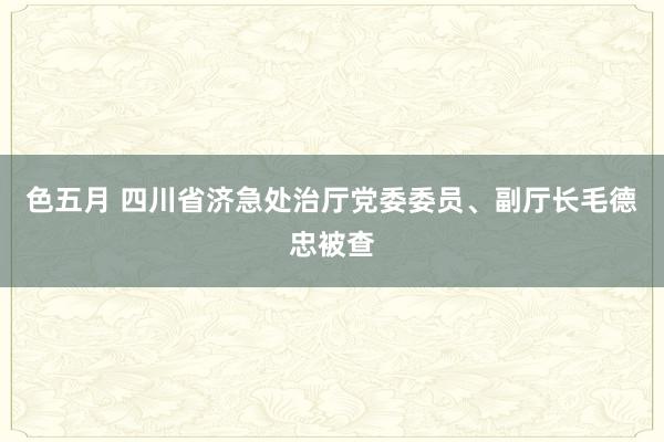 色五月 四川省济急处治厅党委委员、副厅长毛德忠被查