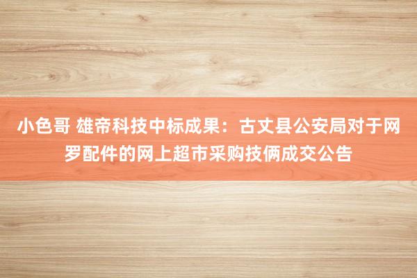 小色哥 雄帝科技中标成果：古丈县公安局对于网罗配件的网上超市采购技俩成交公告