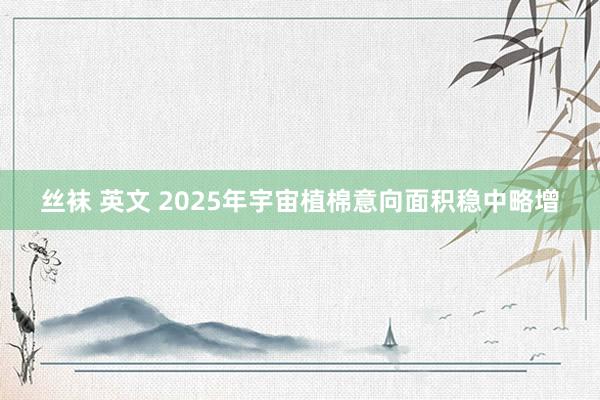 丝袜 英文 2025年宇宙植棉意向面积稳中略增