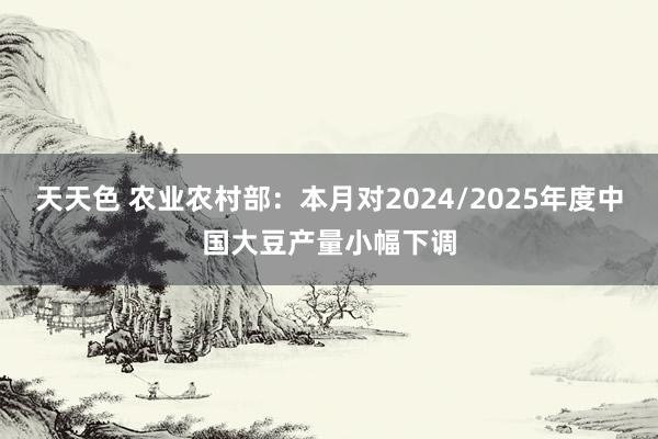 天天色 农业农村部：本月对2024/2025年度中国大豆产量小幅下调