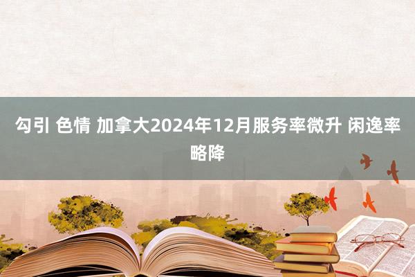 勾引 色情 加拿大2024年12月服务率微升 闲逸率略降