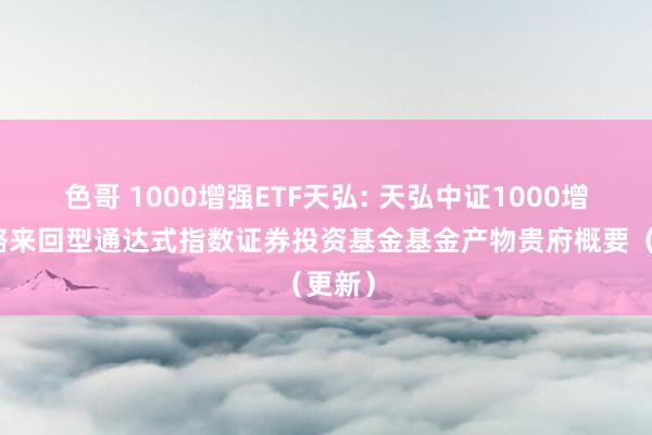 色哥 1000增强ETF天弘: 天弘中证1000增强策略来回型通达式指数证券投资基金基金产物贵府概要（更新）