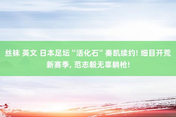 丝袜 英文 日本足坛“活化石”奏凯续约! 细目开荒新赛季， 范志毅无辜躺枪!