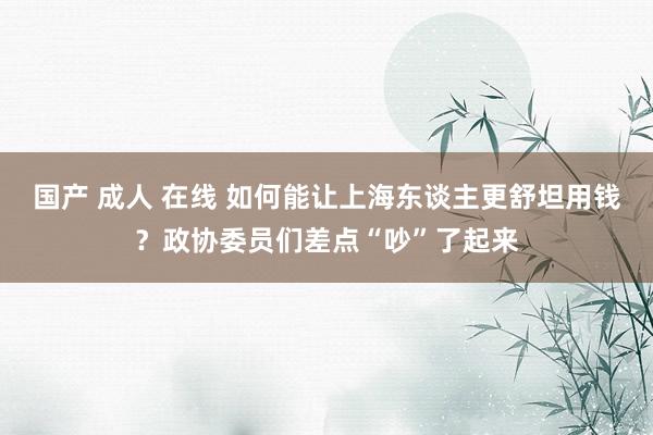 国产 成人 在线 如何能让上海东谈主更舒坦用钱？政协委员们差点“吵”了起来