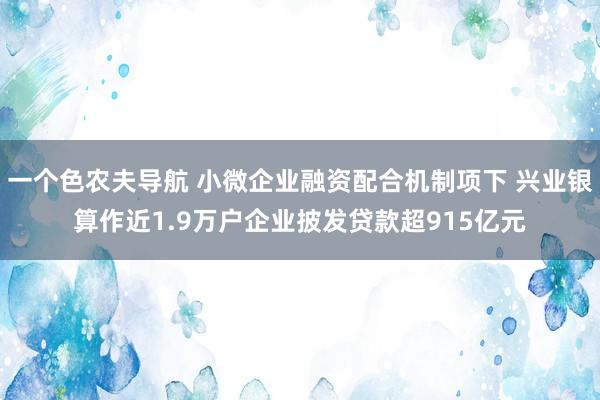 一个色农夫导航 小微企业融资配合机制项下 兴业银算作近1.9万户企业披发贷款超915亿元